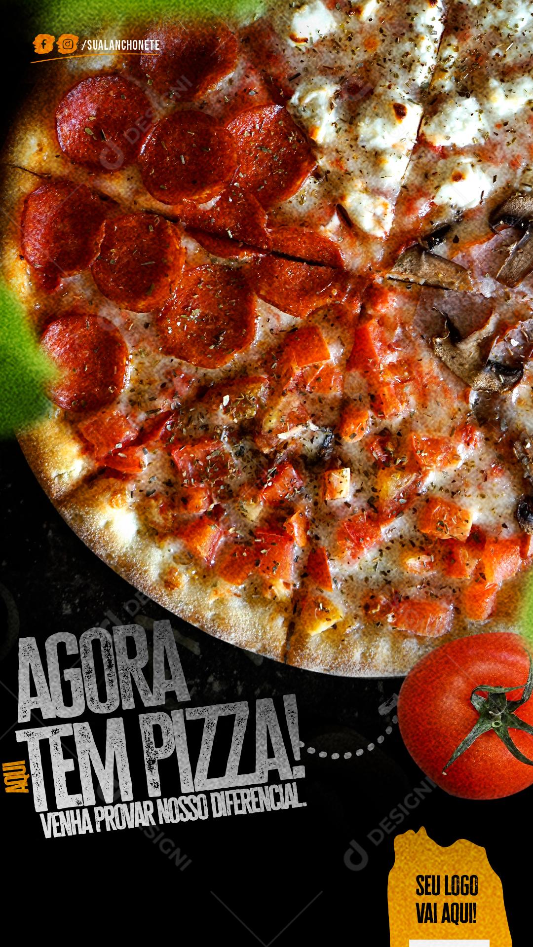 Agora Tem Pizza Venha Conhecer O Nosso Diferencial Social Media PSD Editável
