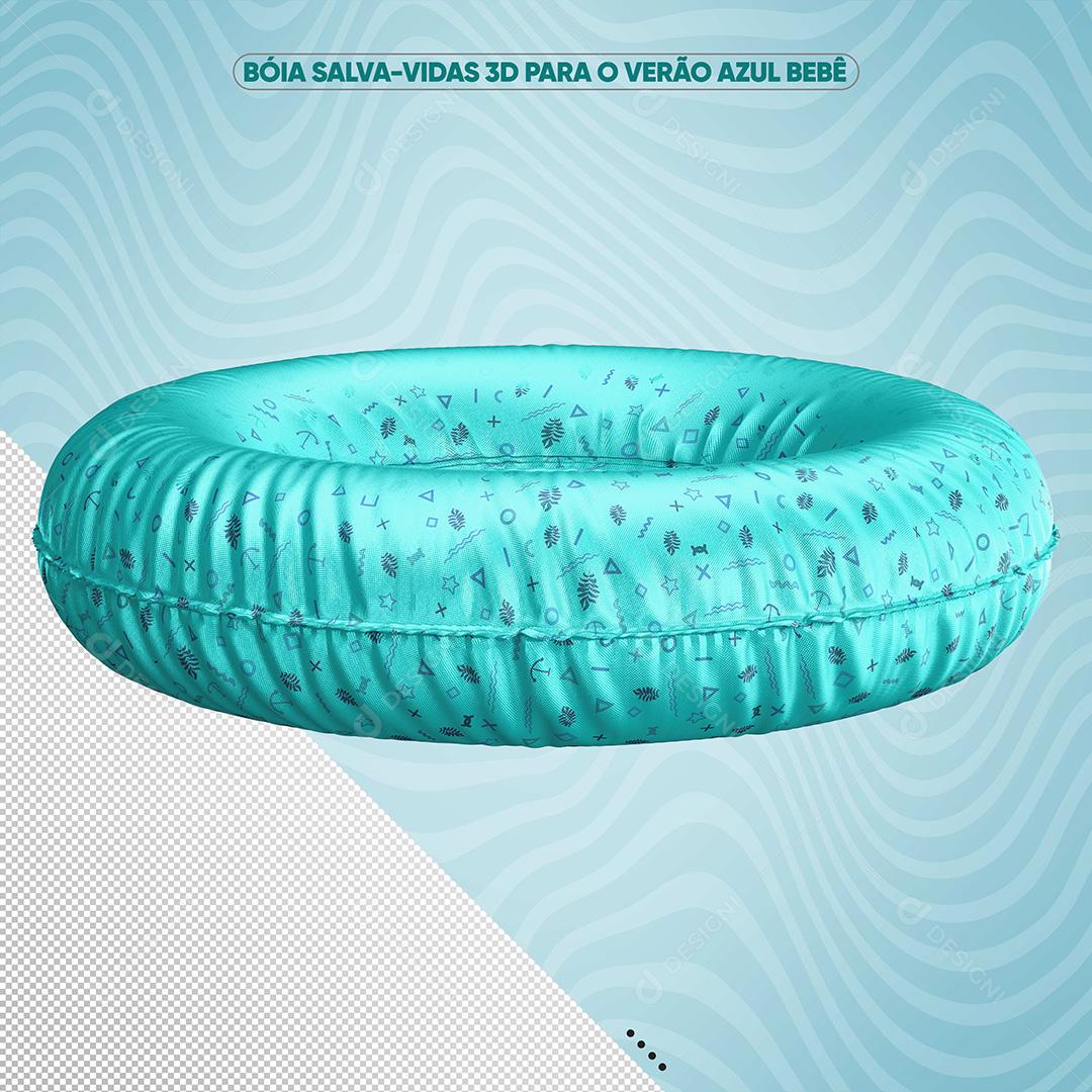 Bóia Salva Vidas 3D Para O Verão Azul Bebê Para Composição PSD