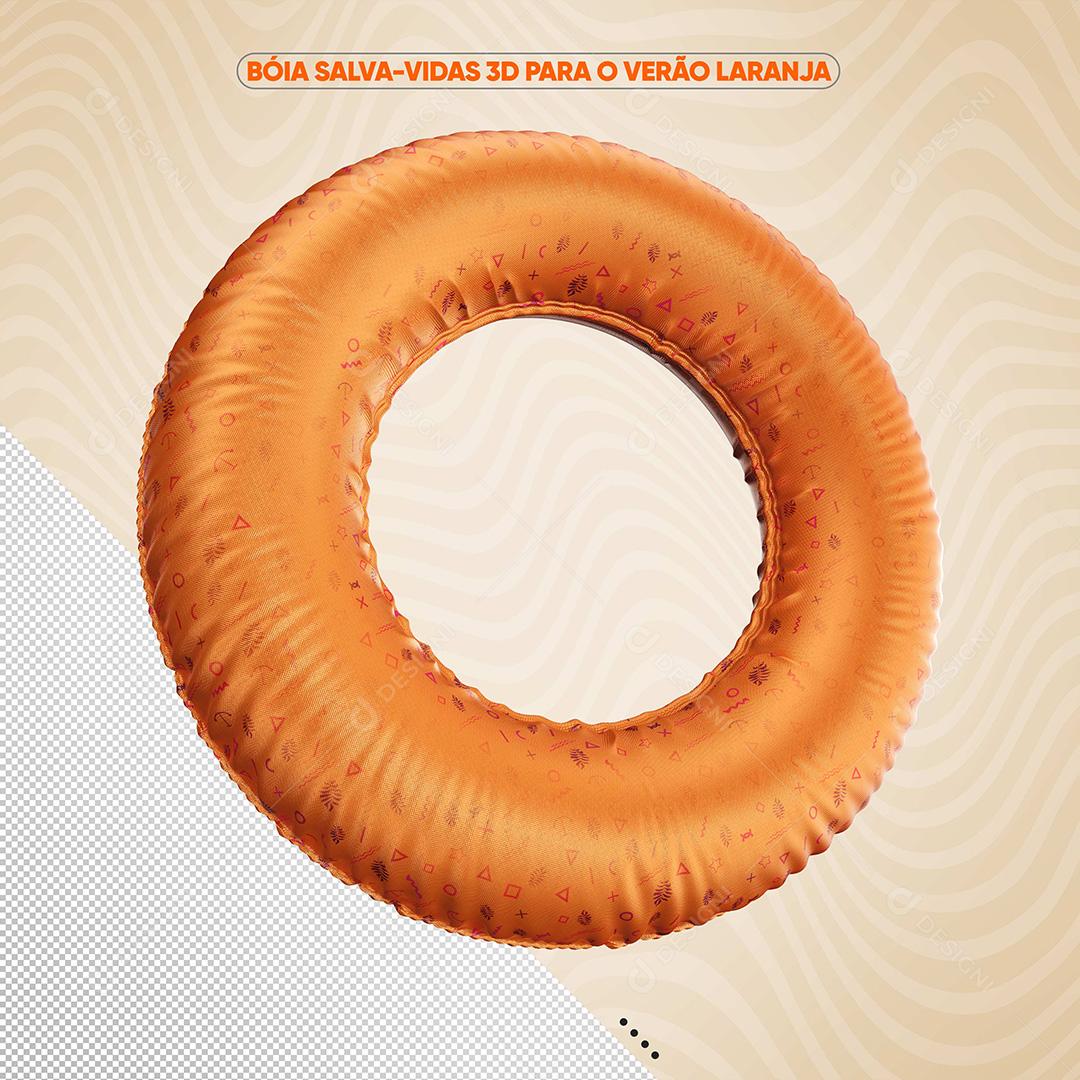 Bóia Salva Vidas 3D Para O Verão Laranja Para Composição PSD