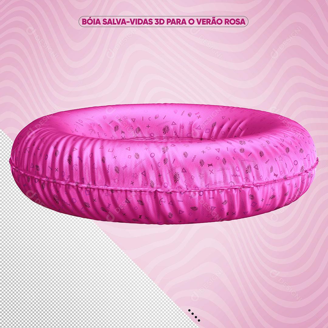 Bóia Salva Vidas 3D Para O Verão Rosa Para composição PSD