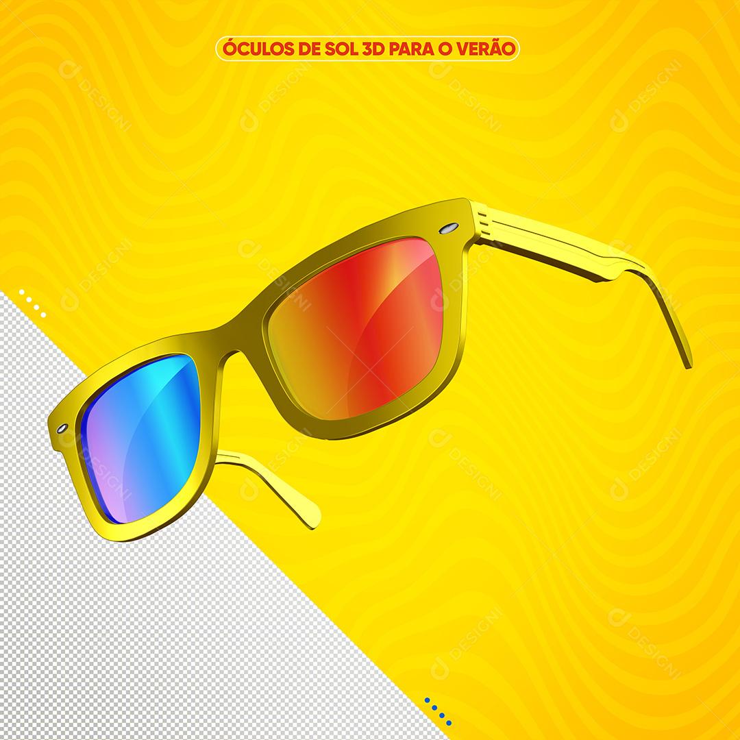 Óculos De Sol Amarelos Com Lentes Coloridas 3D Para cComposição PSD