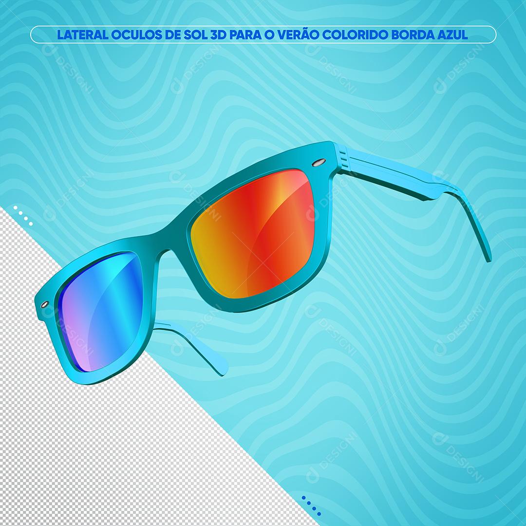 Óculos De Sol Azul Claro Com Lente Colorida 3D Para Composição PSD