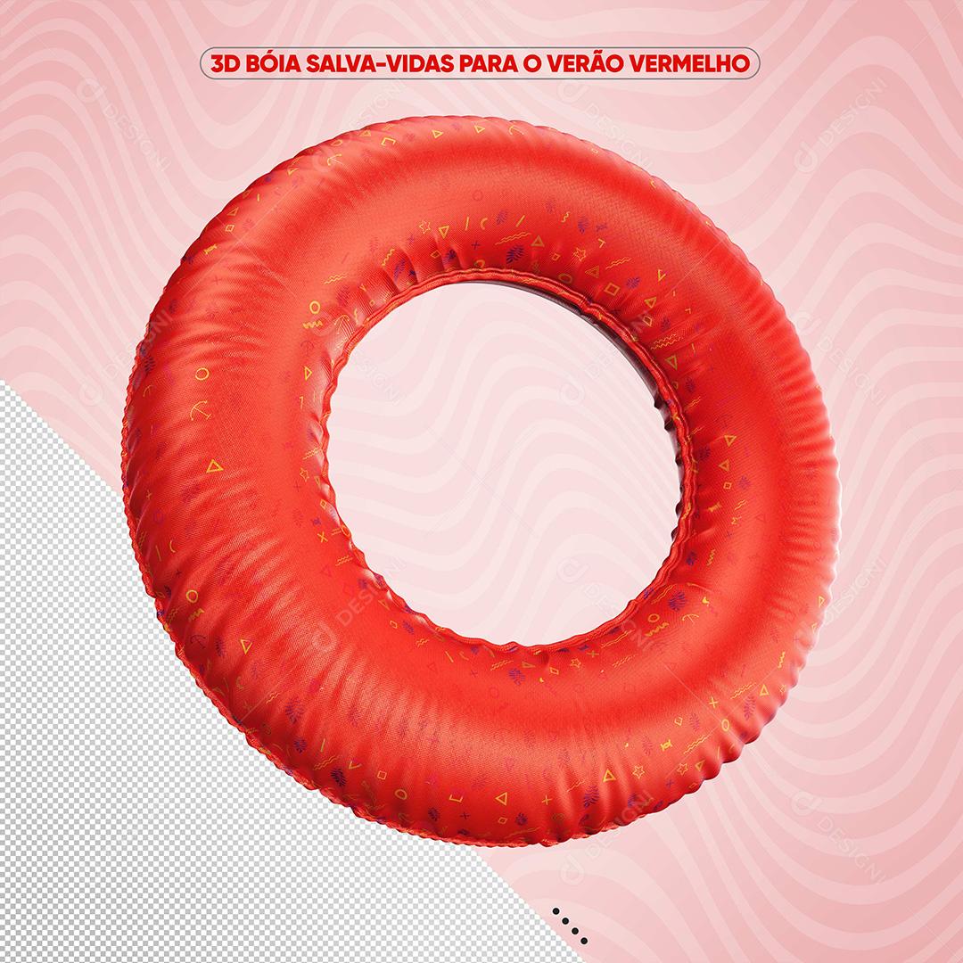 Bóia Salva Vidas 3D Para O Verão Vermelho Para Composição PSD