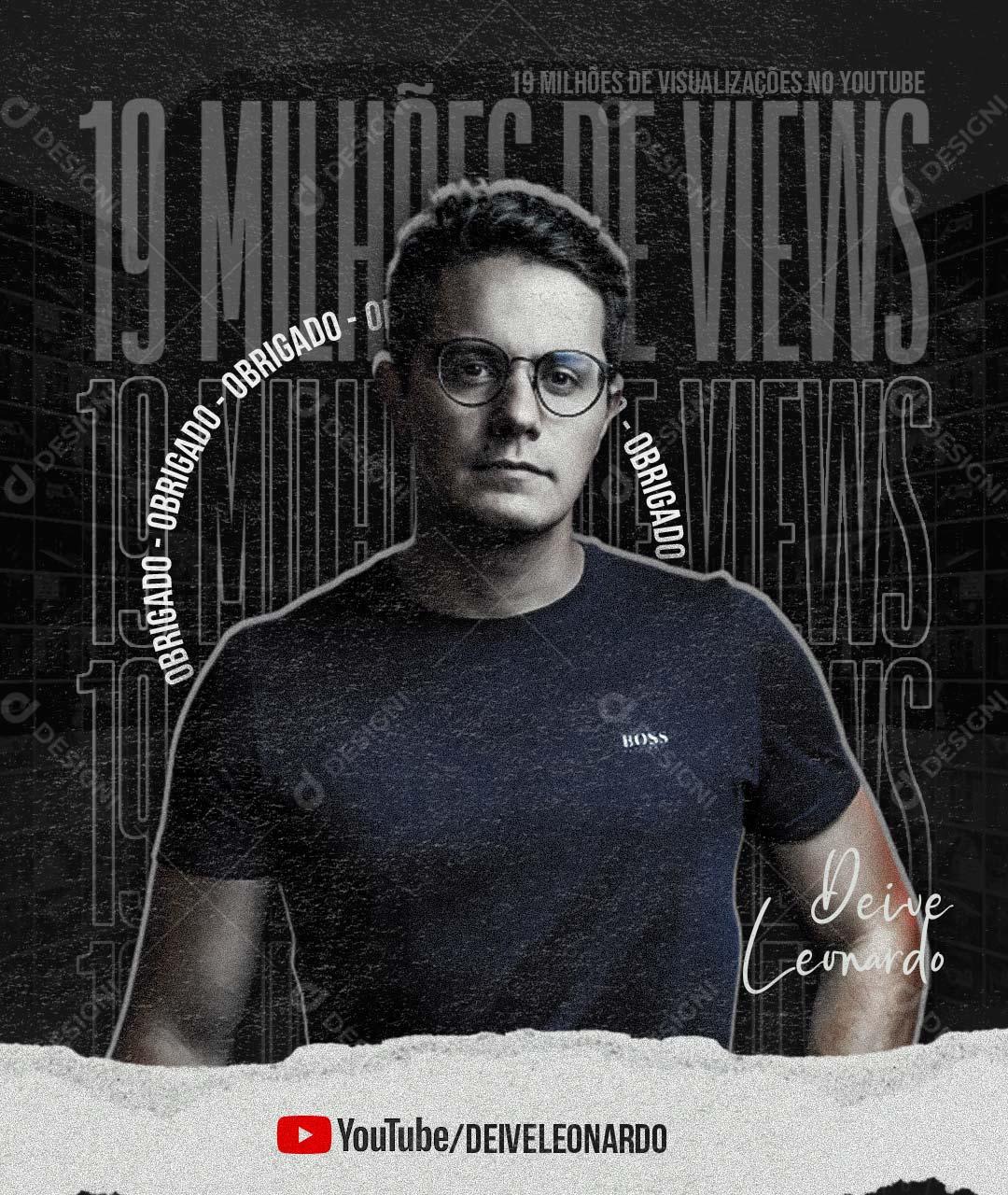 Deive Leonardo 19 Milhões De Views No YouTube Social Media PSD Editável