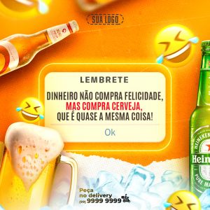 Lembrete Dinheiro Não Compra Felicidade Mais Compra Cerveja Que é Quase a Mesma Coisa Social Media PSD Editável
