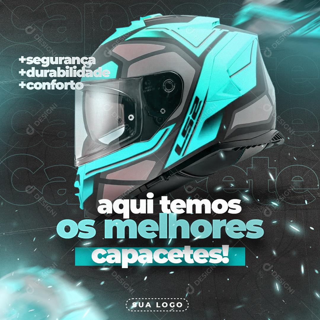 Aqui Temos Os Melhores Capacetes Para Você Social Media PSD Editável