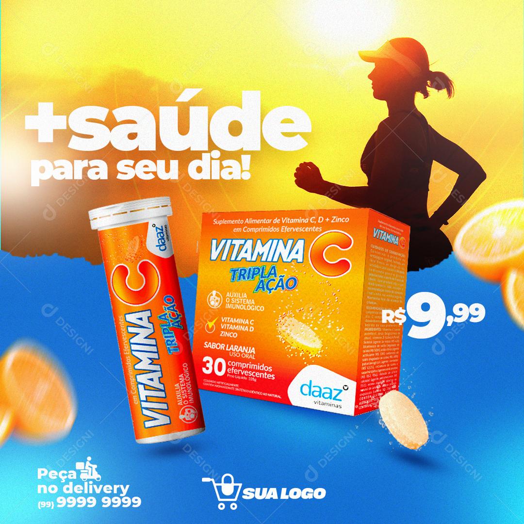 +Saúde Para Seu Dia A Dia Com Vitamina C Social Media PSD Editável