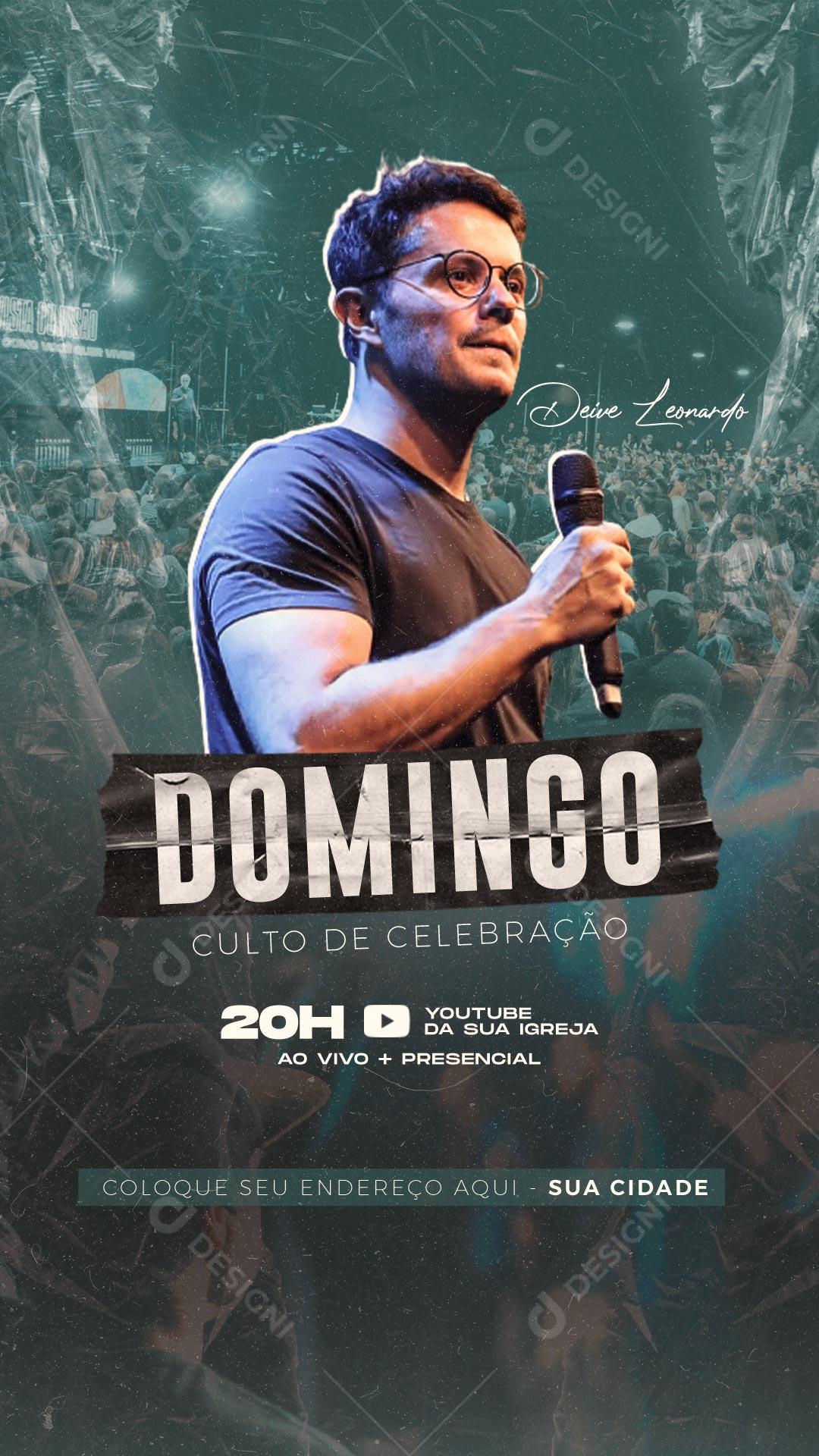 Culto de Celebração Domingo Story Social Media PSD Editável