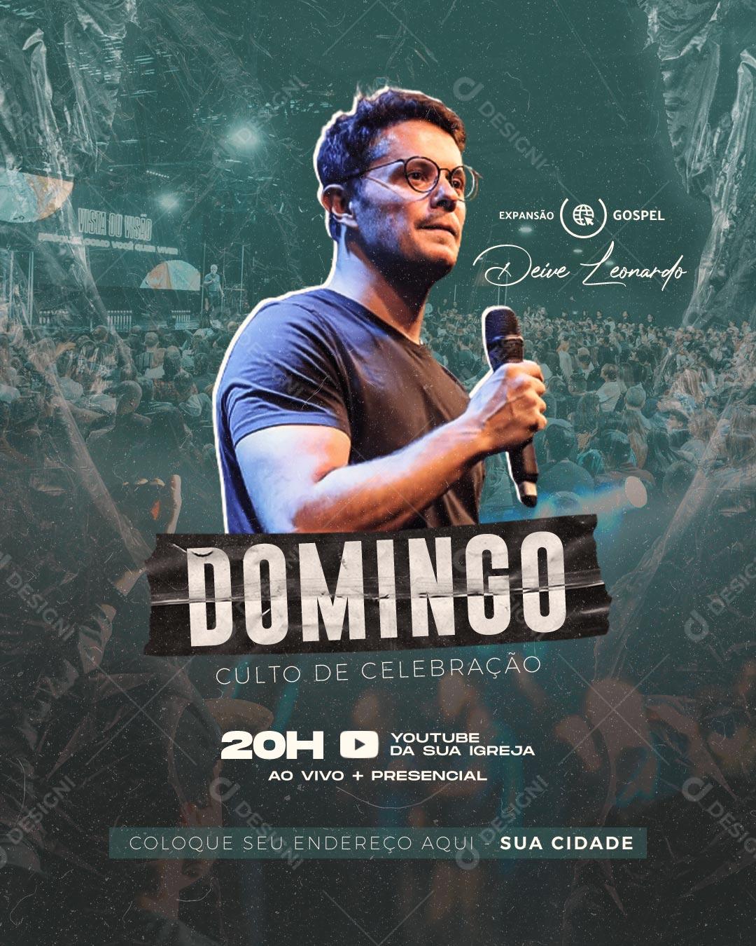 Culto de Celebração Domingo Social Media PSD Editável