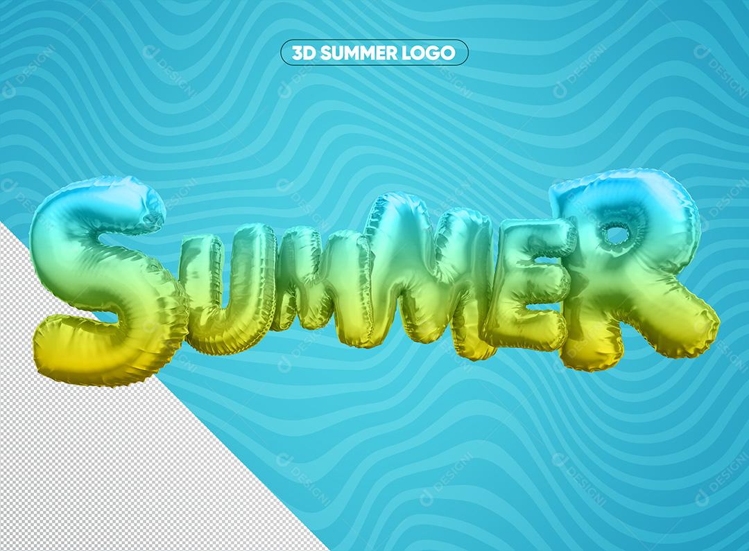 Verão 3D Azul Bebê Para Composição PSD