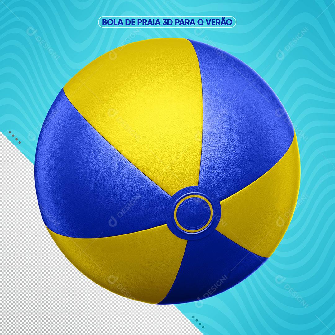 Bola De Praia 3D Amarela Com Azul Escuro Para Composiçâo PSD
