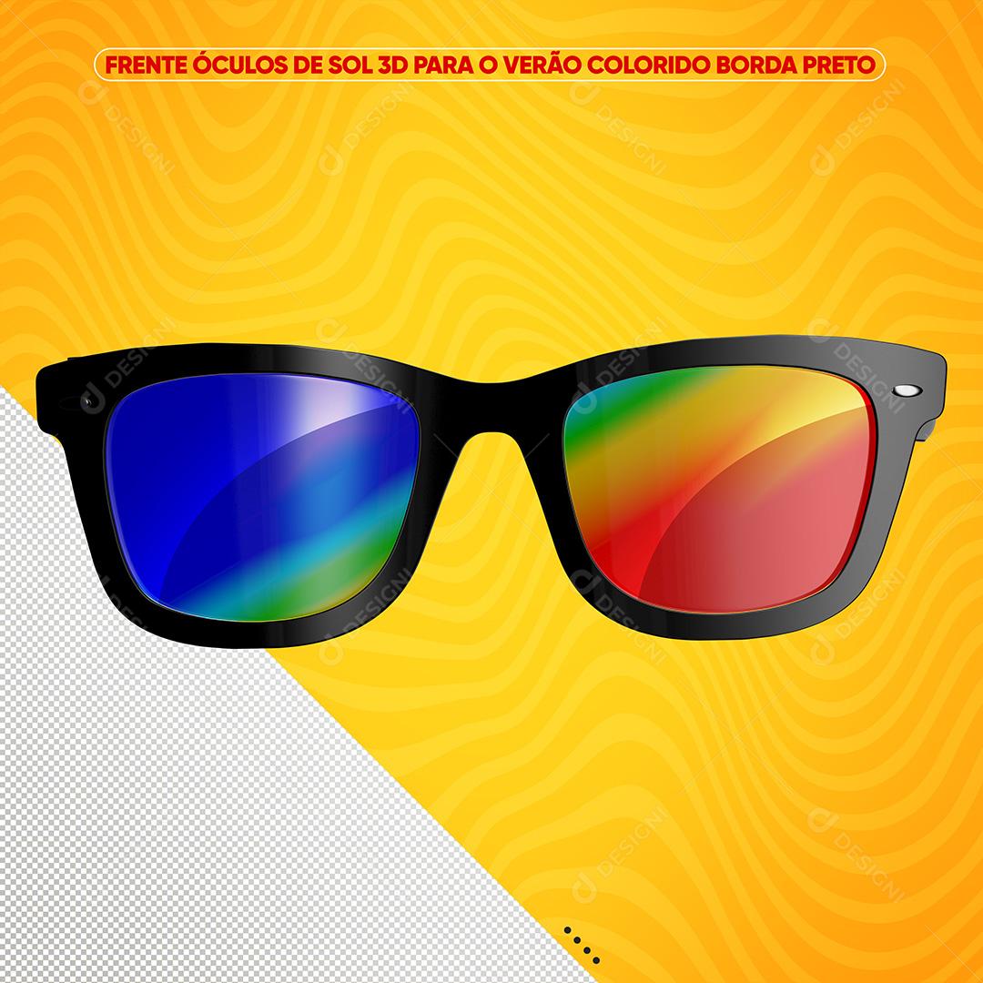 Óculos De So 3D Para O Verão Colorido Borda Preto Para Composição PSD