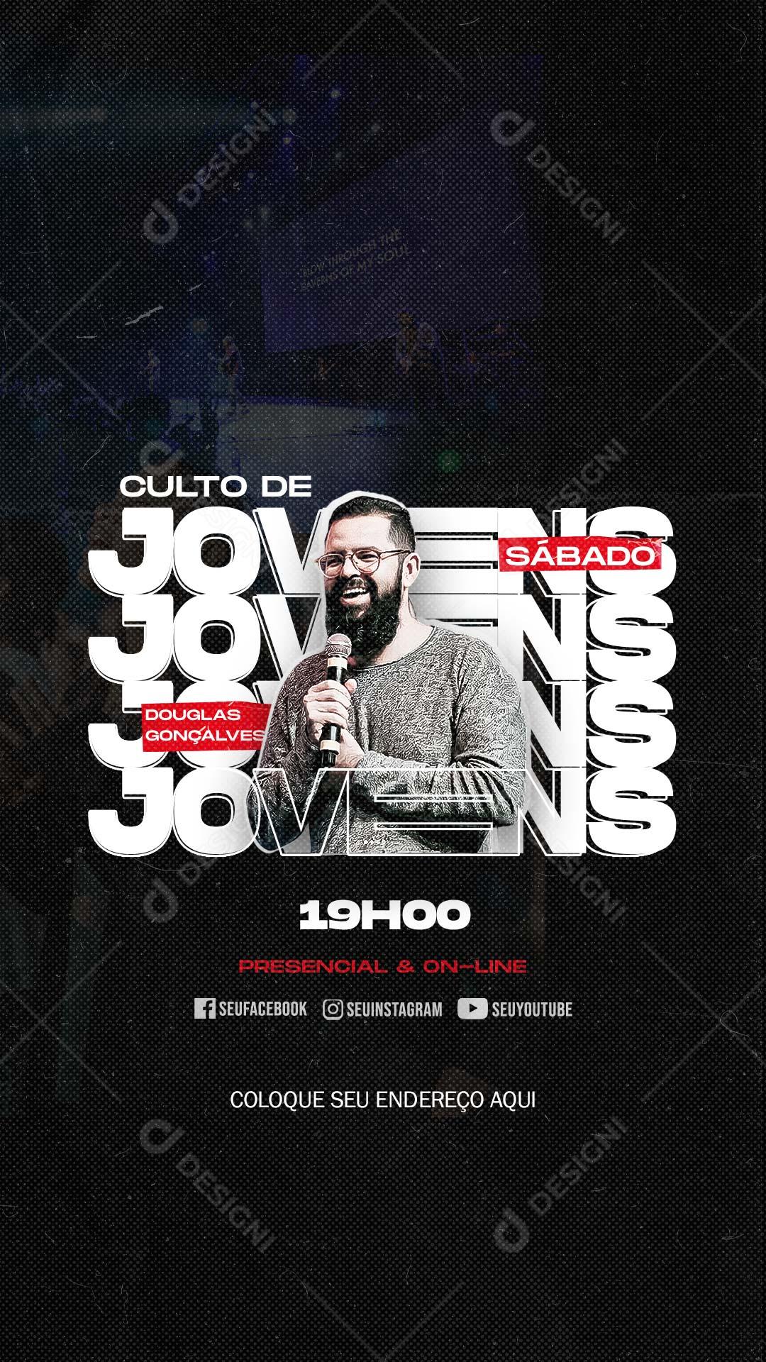 Culto de Jovens Story Social Media PSD Editável