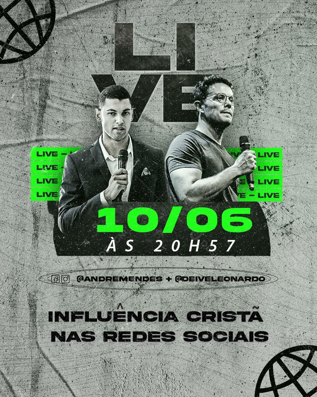 Live Influência Gospel Social Media PSD Editável
