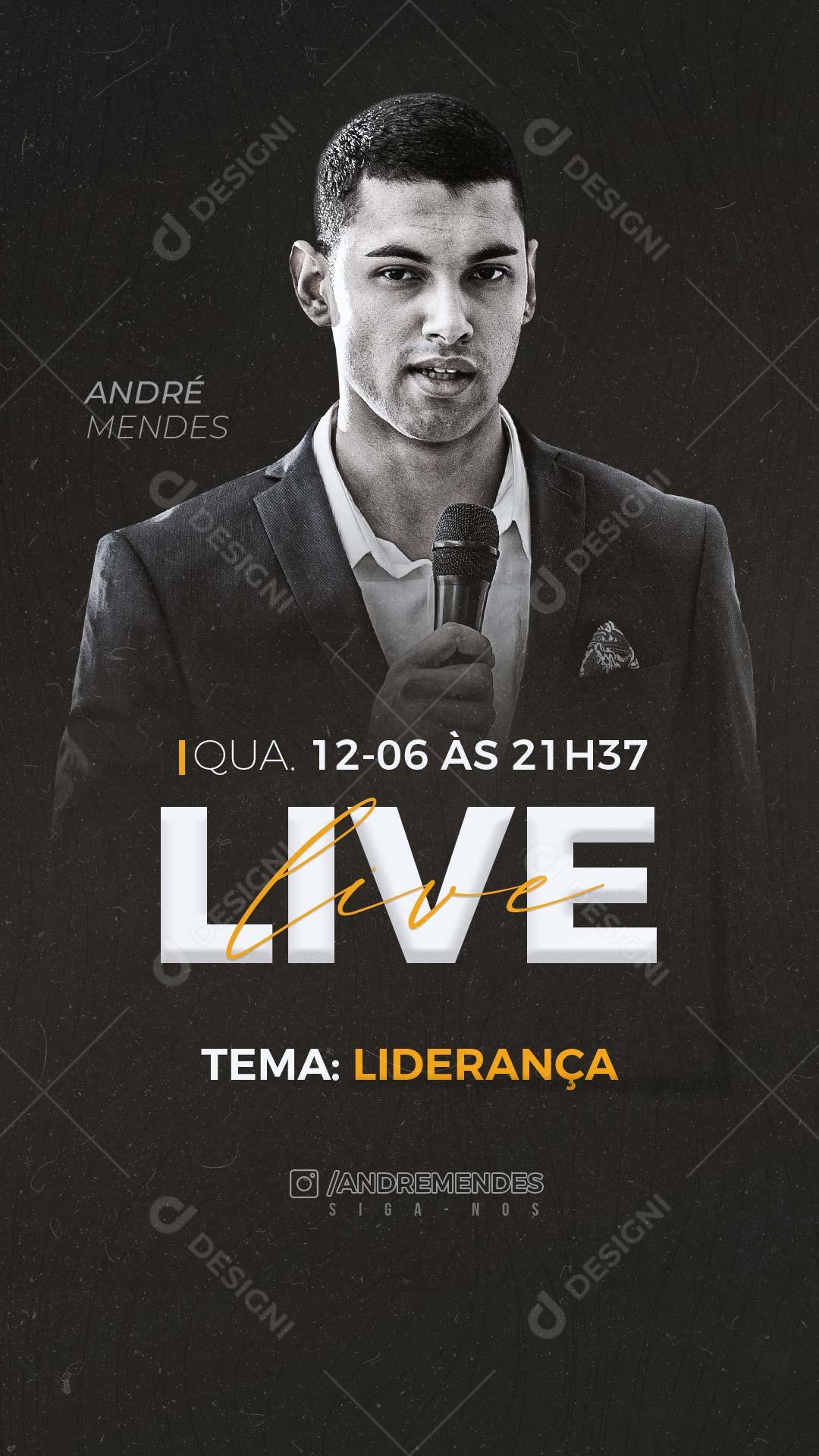 Live Tema Liderança Gospel Story Social Media PSD Editável