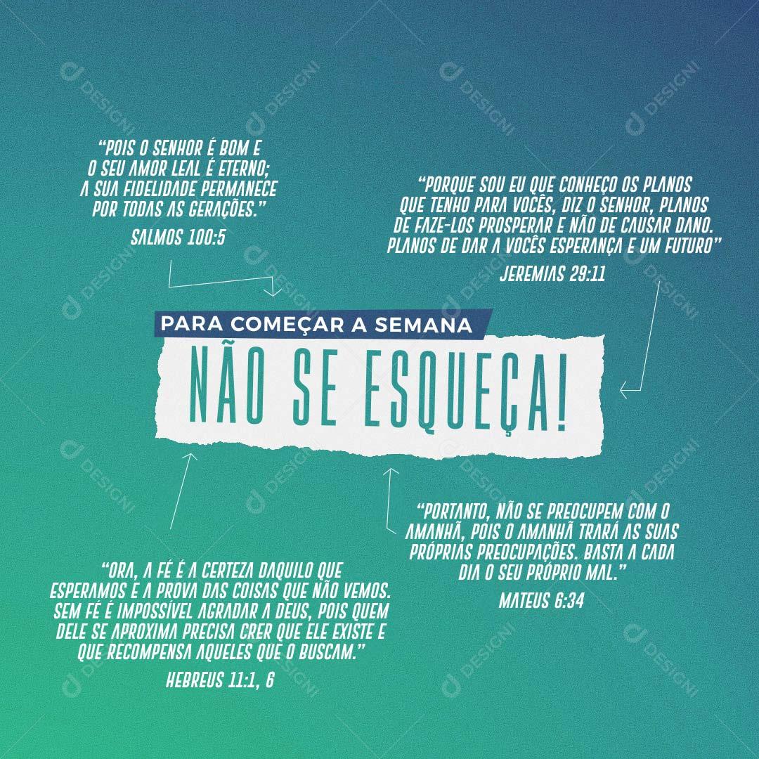 Frases Gospel  Não Se Esqueça Social Media PSD Editável