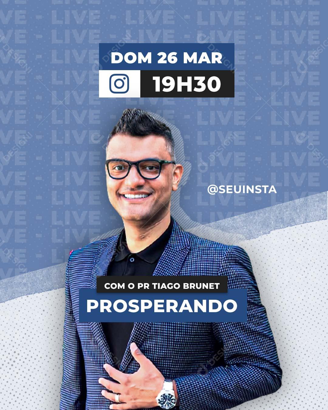 Live Prosperando Com Pastor Tiago Social Media PSD Editável