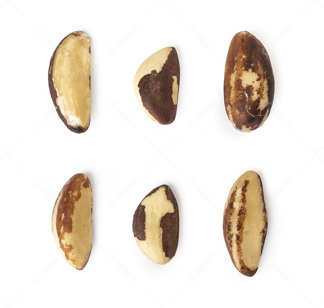 Castanhas do Brasil Sortidas Isoladas Sobre Fundo Branco Imagem JPG
