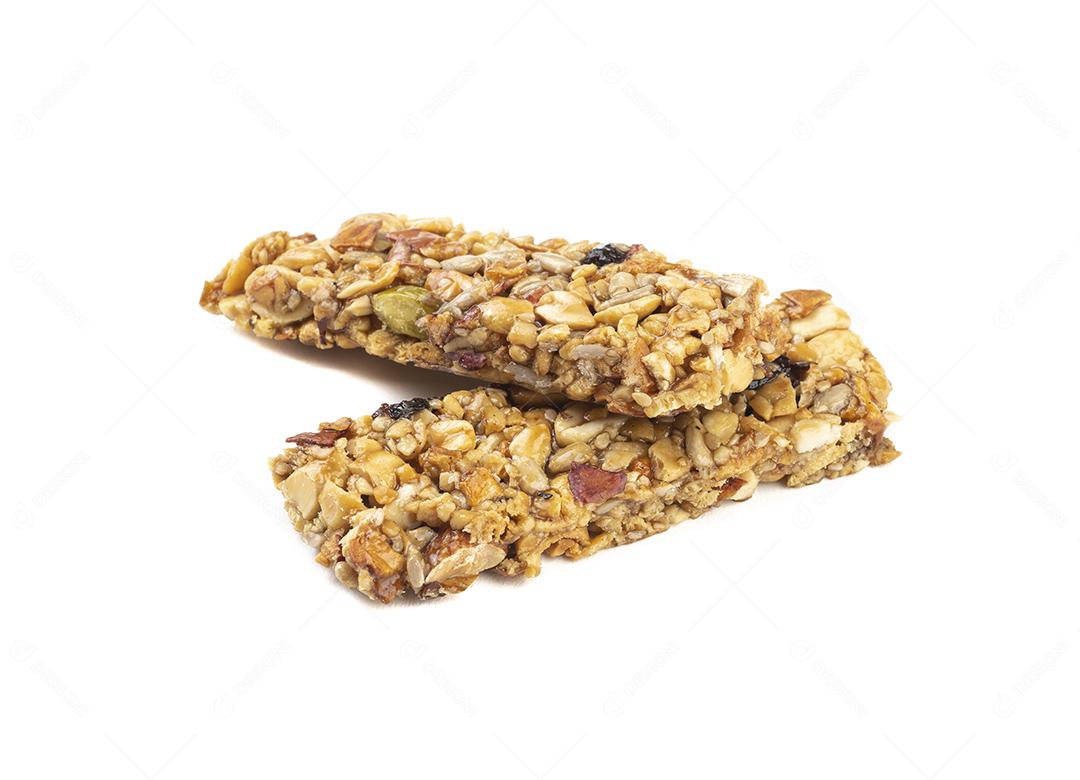 Duas Barras de Cereal Isoladas Sobre Fundo Branco Imagens jpg