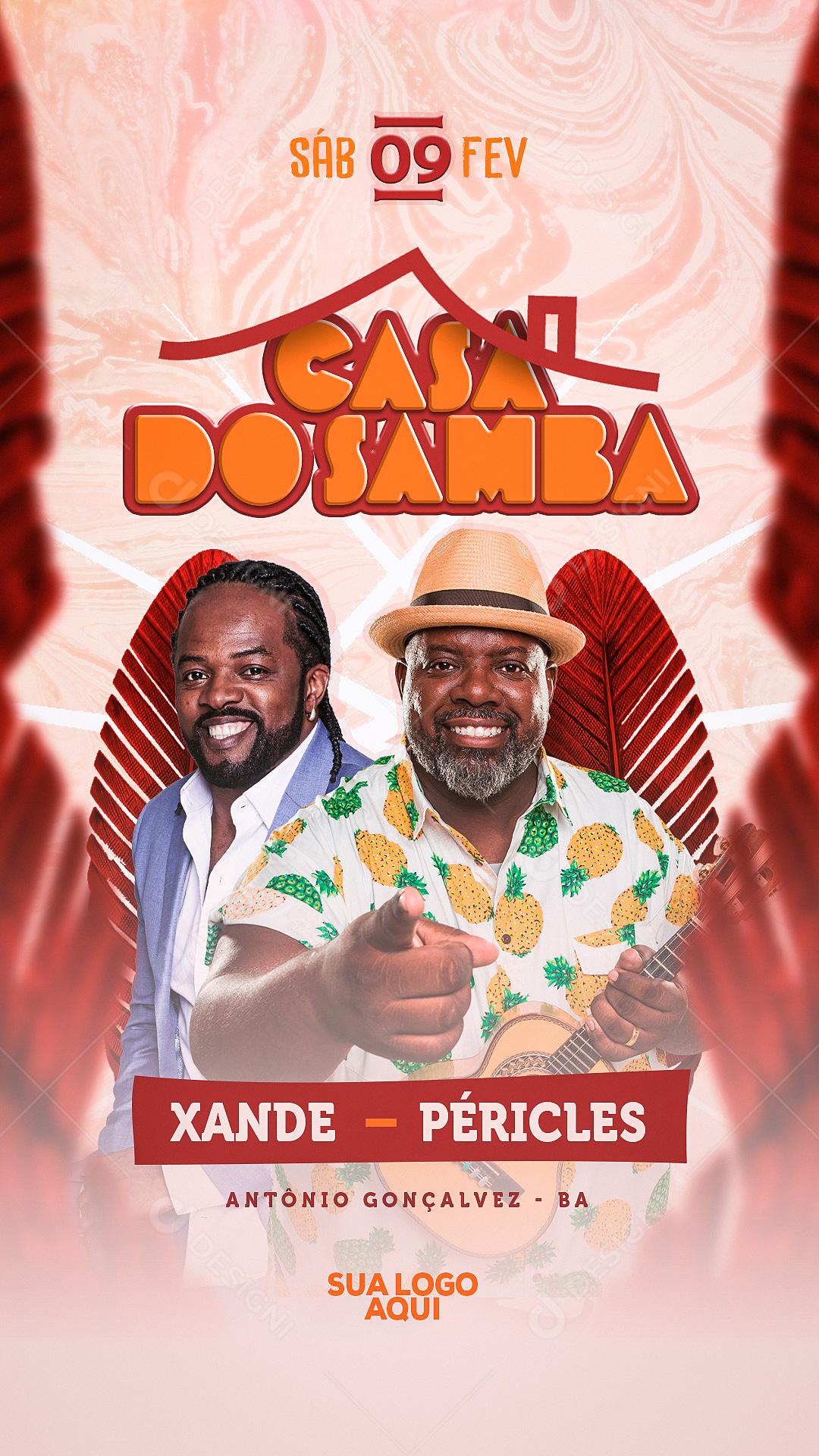 Flyers Casa Do Samba Agenda Social Media PSD Editável