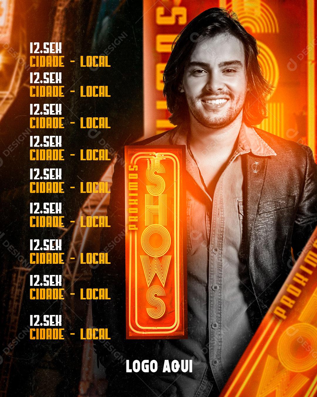 Flyer Upcoming Show Agenda Singer Social Media Editable PSD