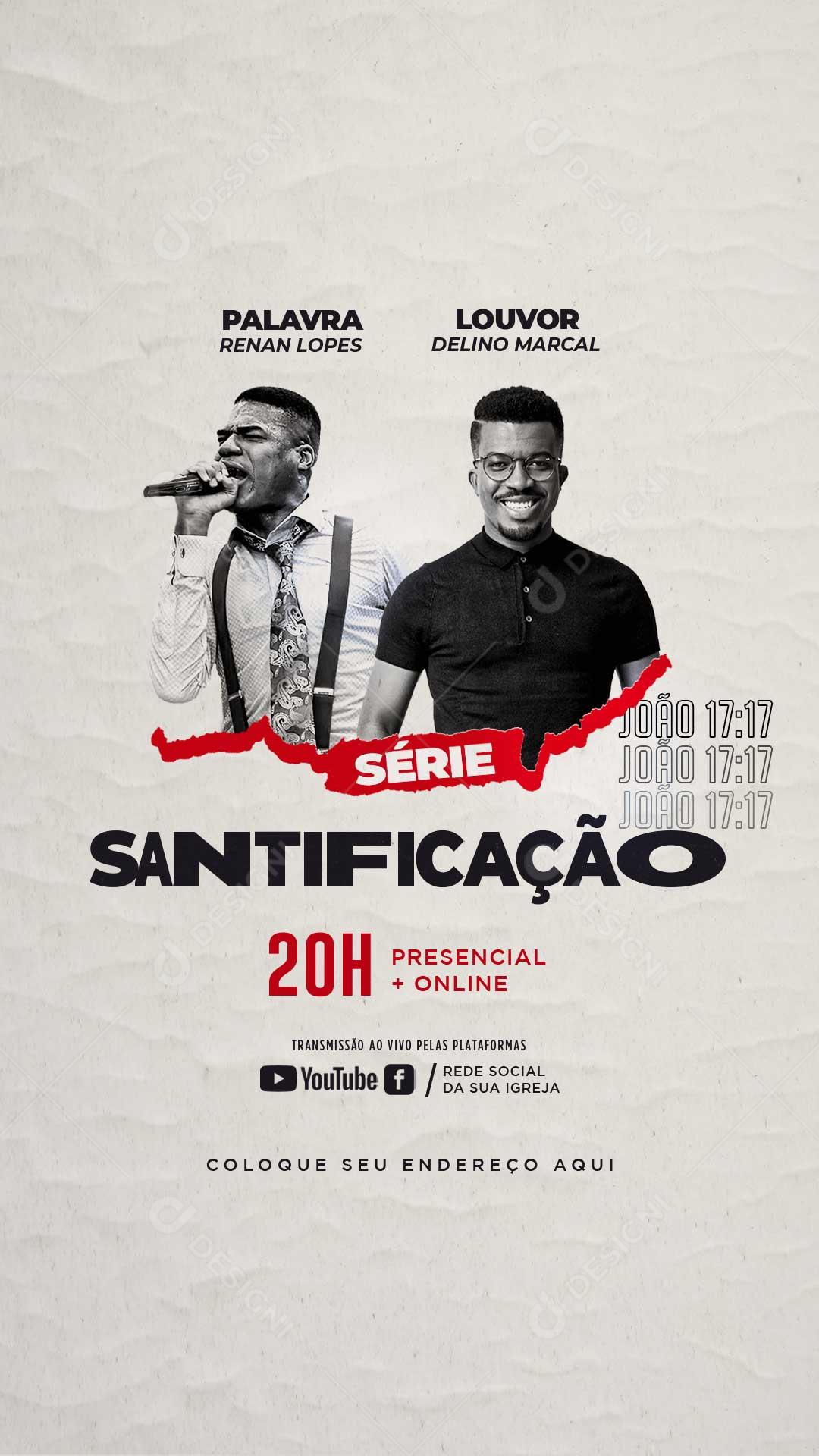 Santificação Agenda Igreja Culto Palavra Louvor Social Media PSD Editável