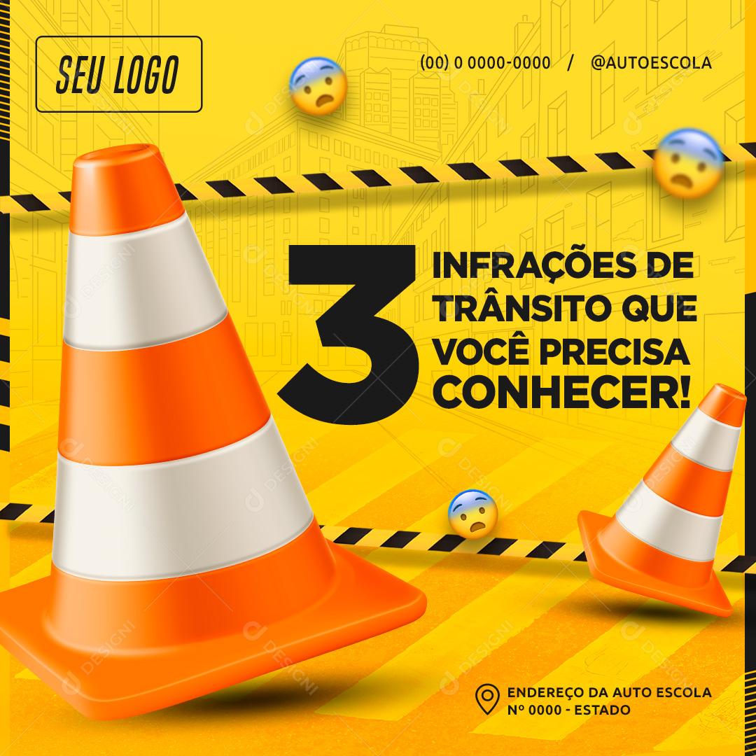 Infrações De Transito Que Você Precisa Social Media PSD Editável