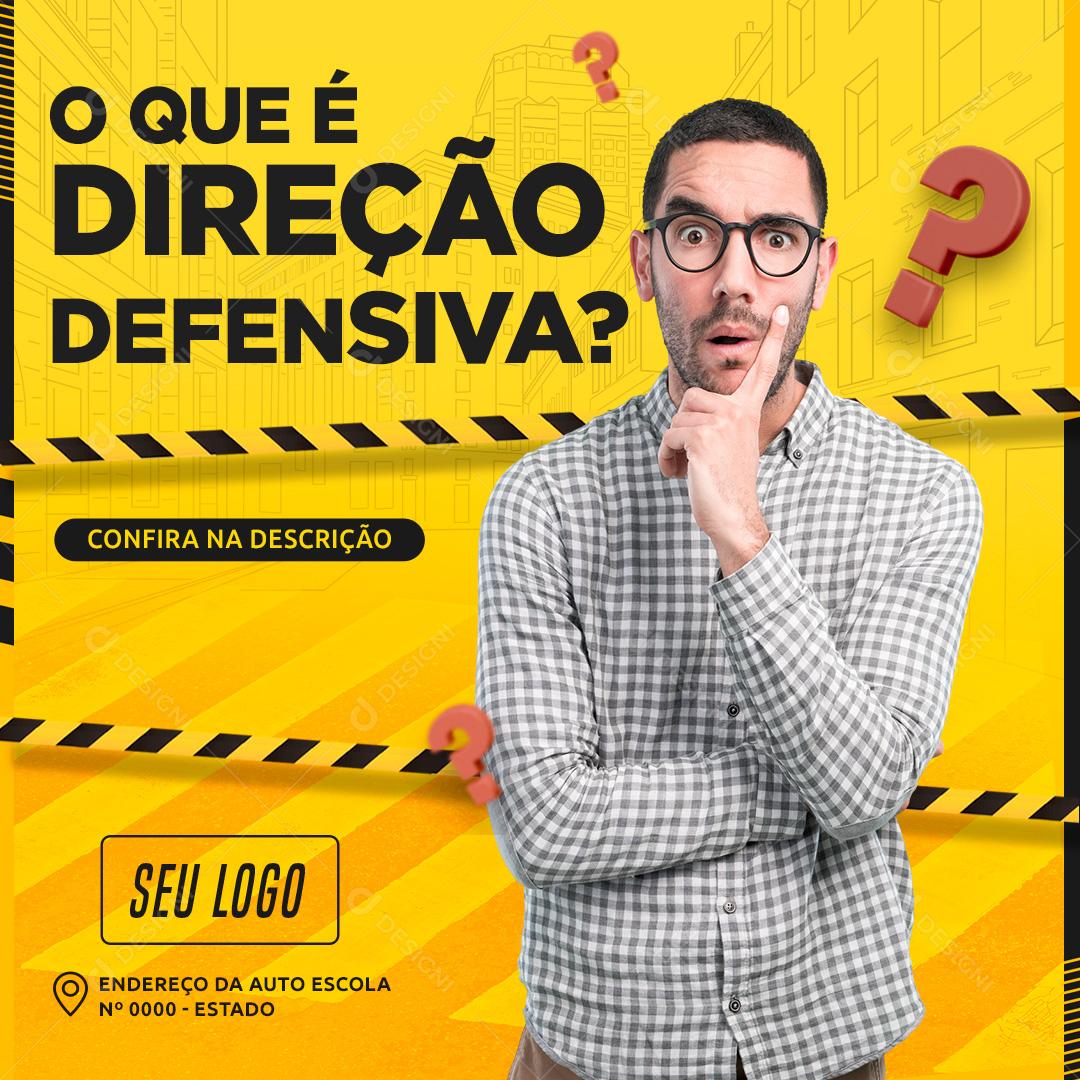 O Que é Direção Defensiva Social Media PSD Editável