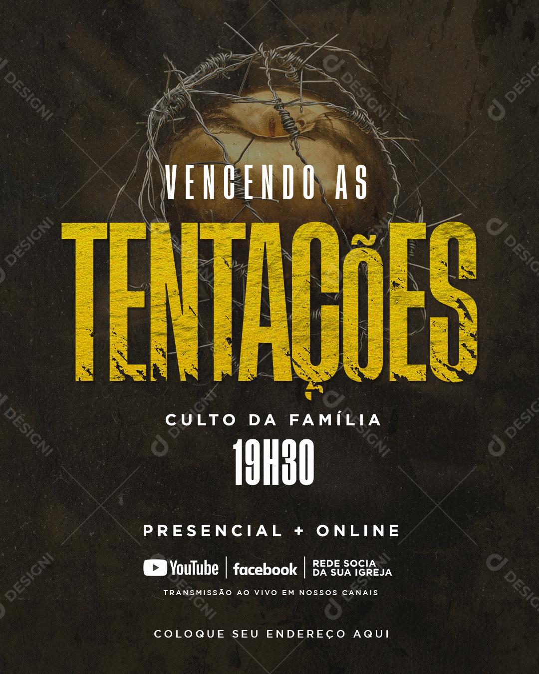 Social Media Vencendo As Tentações Culto Da Família PSD Editável