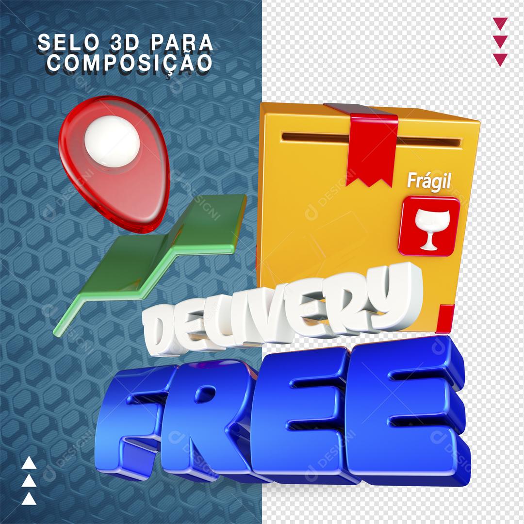 Selo 3D Para Composição Delivery Free PNG