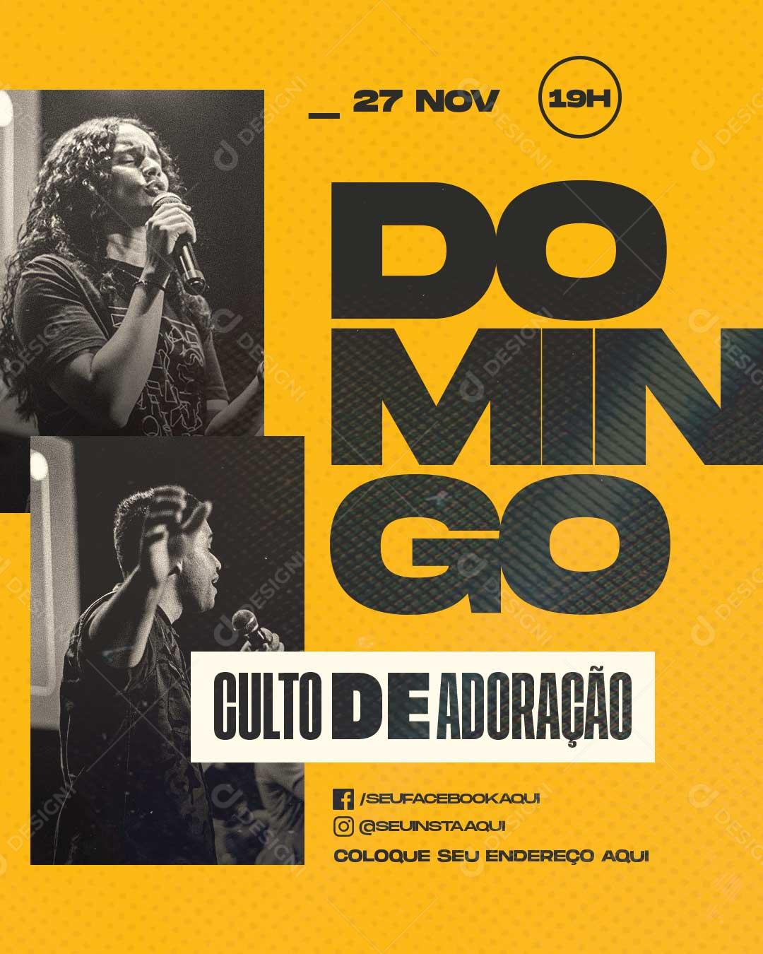 Social Media Domingo Culto De Adoração Igreja Flyers PSD Editável