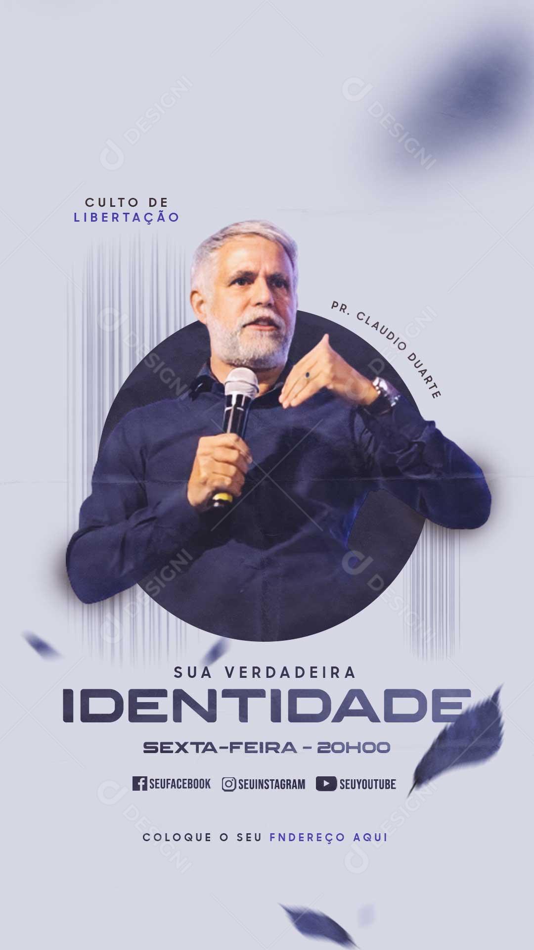 Sua Verdadeira Identidade Culto Igreja Social Media PSD Editável