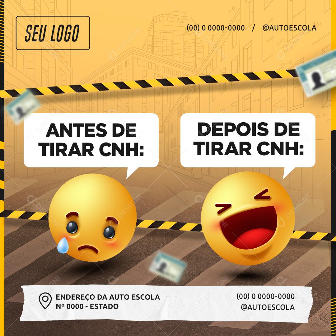 Antes De Tirar A CNH Depois De Tirar A CNH Social Media PSD Editável