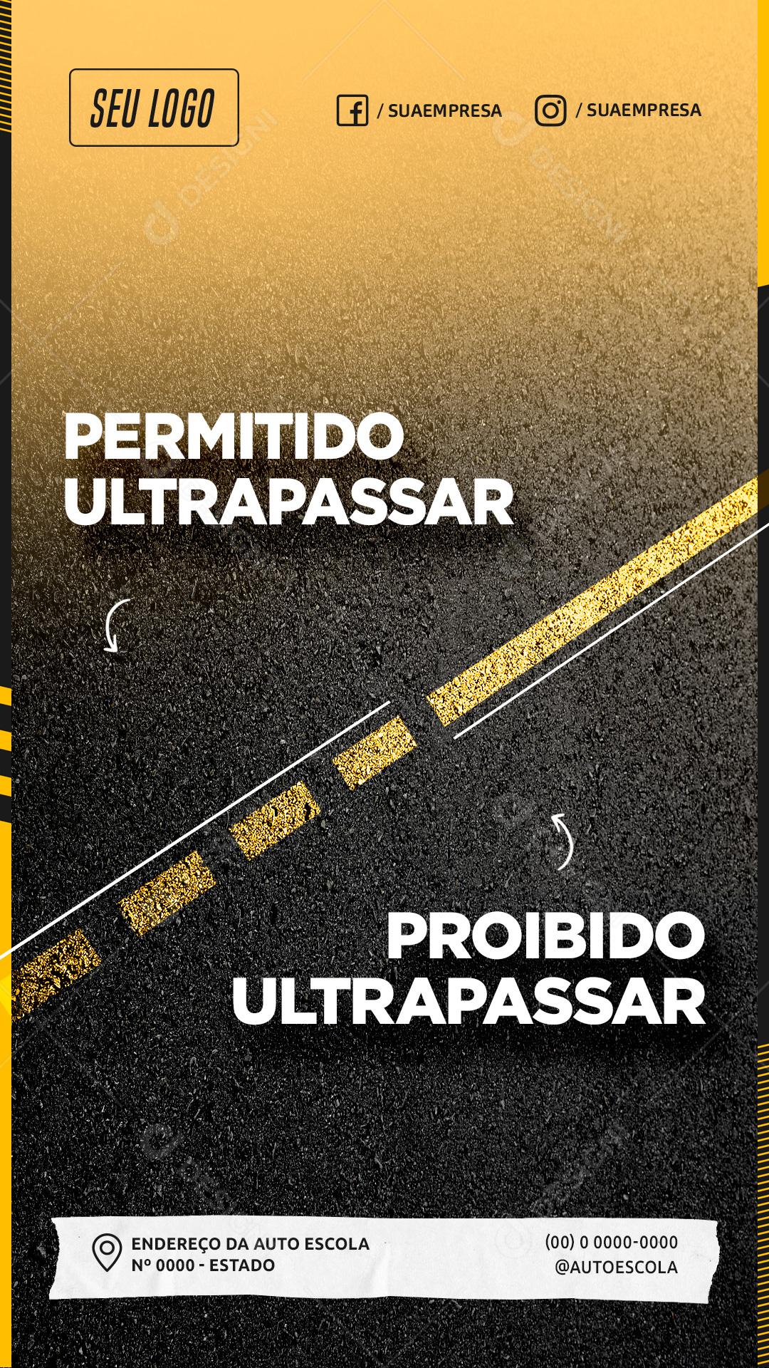 Regras De Transito Permitido Ultrapassagem Social Media PSD Editável