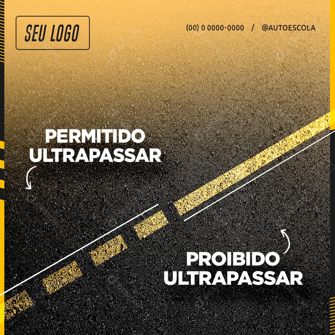 Regras De Transito Permitido Ultrapassagem Social Media PSD Editável