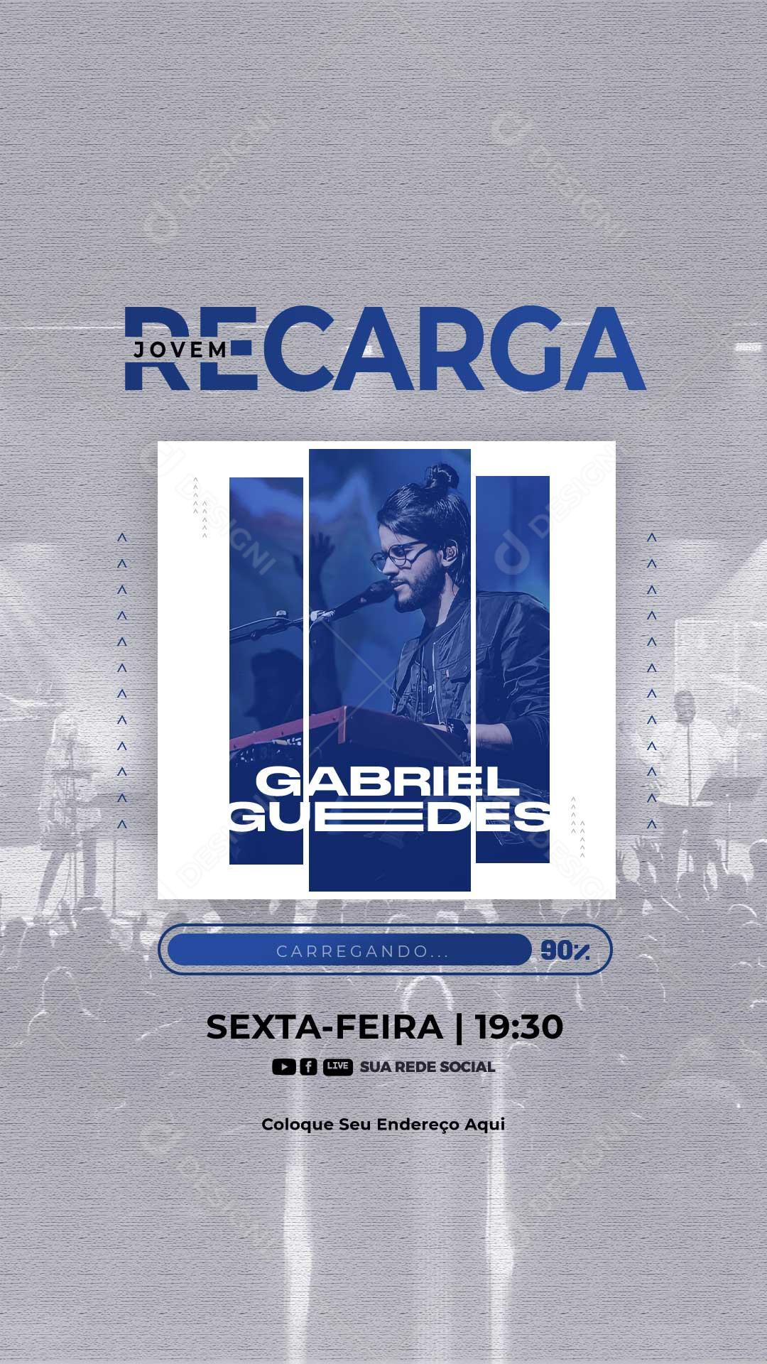 Social Media Jovem Recarga Gabriel Guedes Igreja Culto PSD Editável