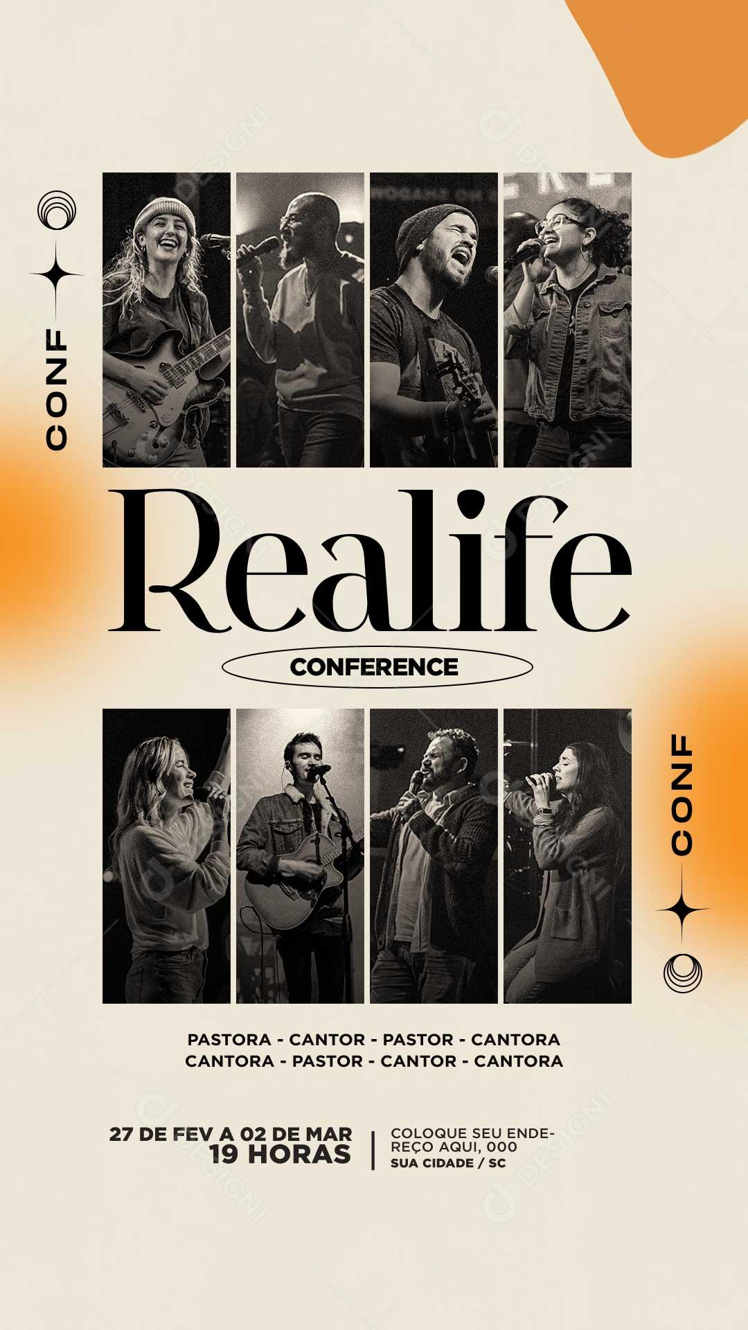 Flyer Realife Conference Igreja Gospel Social Media PSD Editável