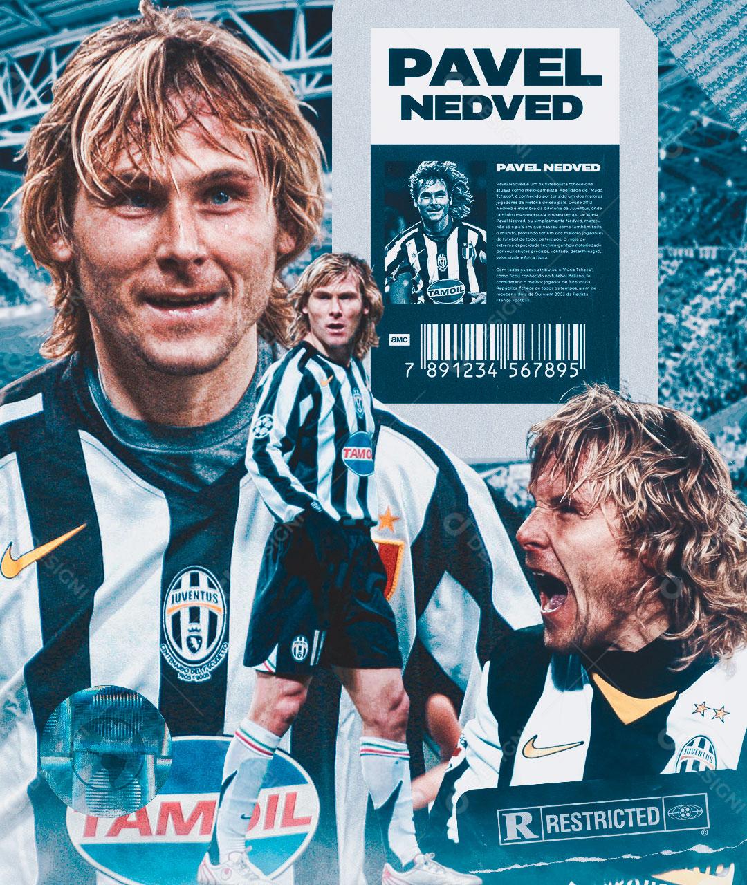 Flyer Jogador de Futebol Pavel Nedvěd Social Media PSD Editável
