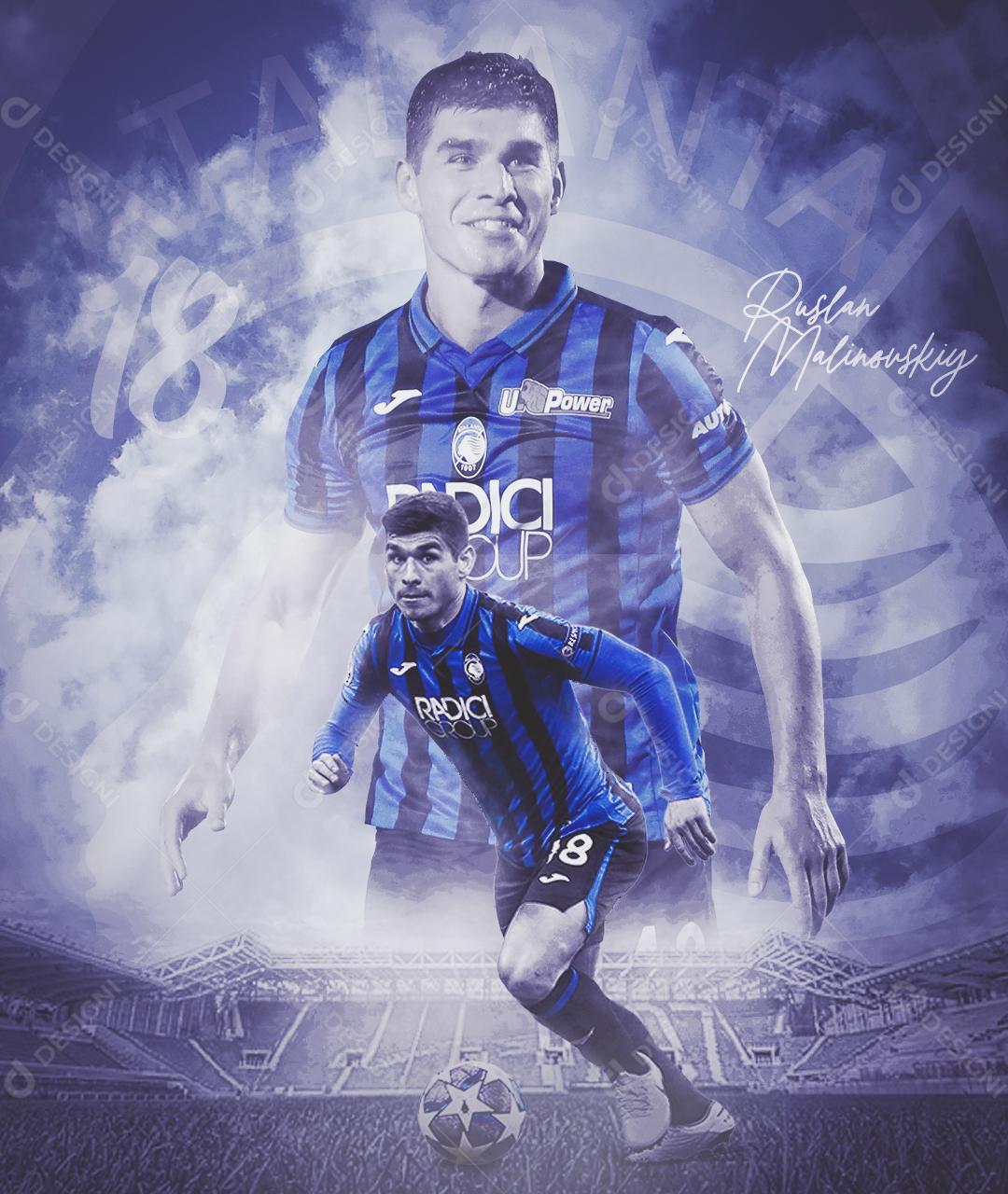 Flyer Jogador de Futebol Ruslan Malinovskyi Social Media PSD Editável