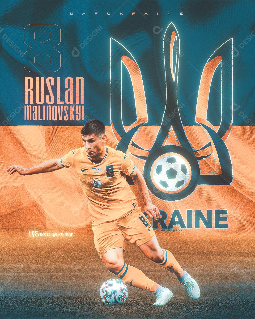 Flyer Jogador de Futebol Ruslan Malinovskyi Social Media PSD Editável