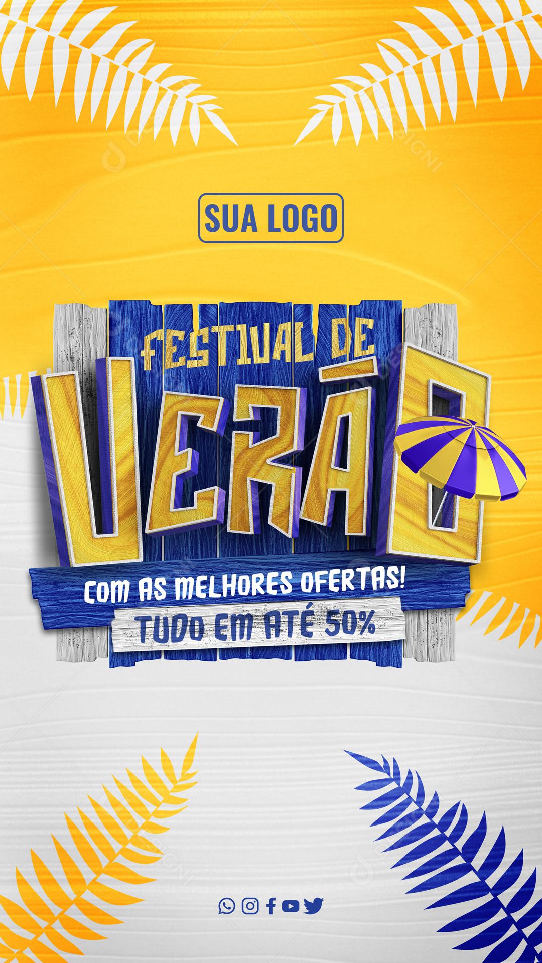 Festival De Verão Com Melhores Ofertas Story Social Media PSD Editável