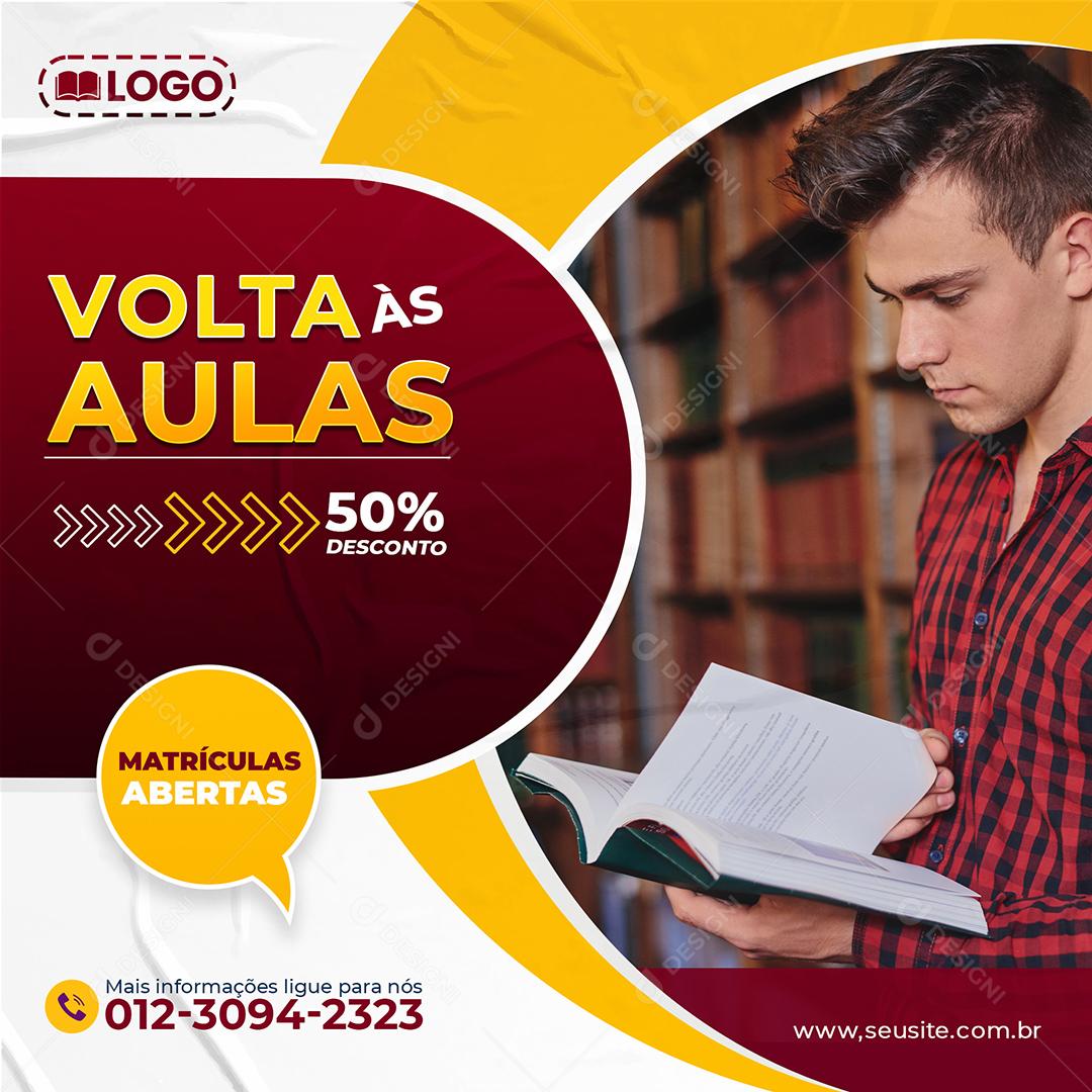 Social Media Volta As Aulas Matrículas Abertas PSD Editável