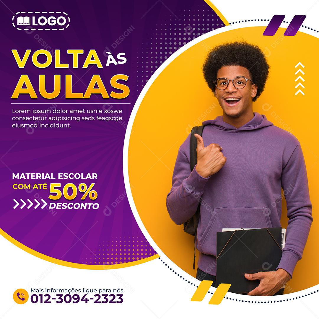 Social Media Volta As Aulas Material Escolar Com Até 50% PSD Editável