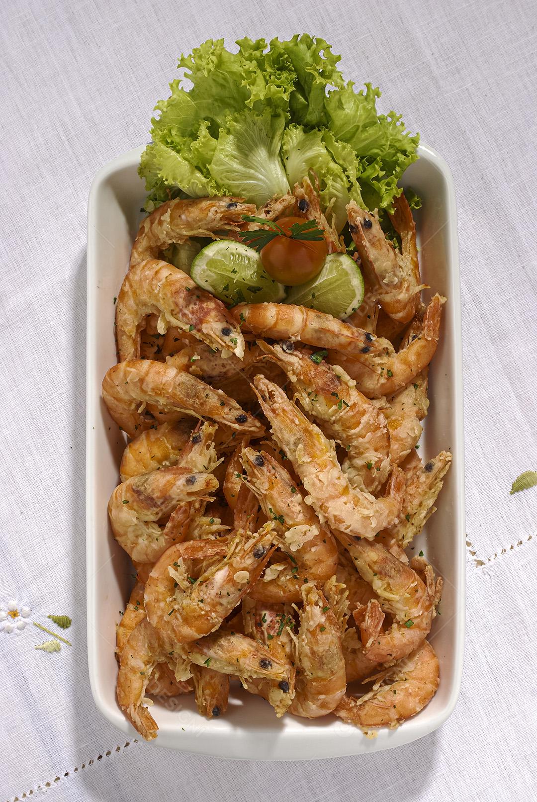 Camarão Crocante No Alho E Óleo Imagem JPG