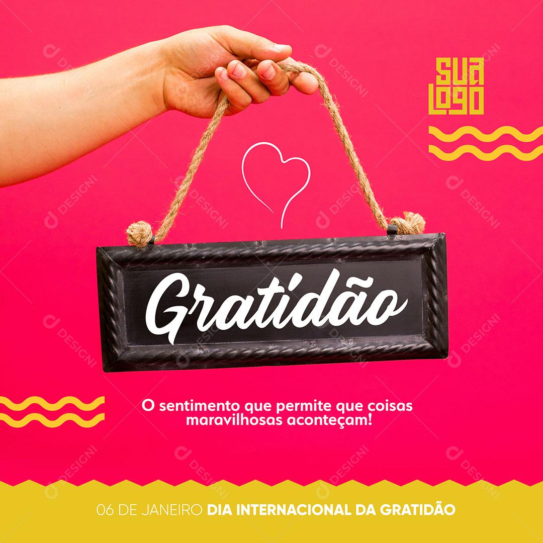 Template Social Media Dia Internacional da Gratidão 6 Janeiro PSD Editável