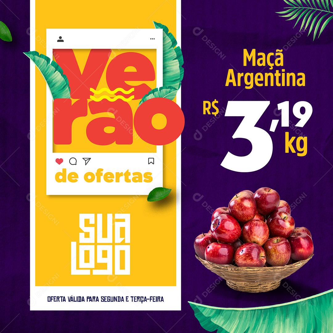 Template Social Media Verão de Ofertas Hortifruti Maca PSD Editável