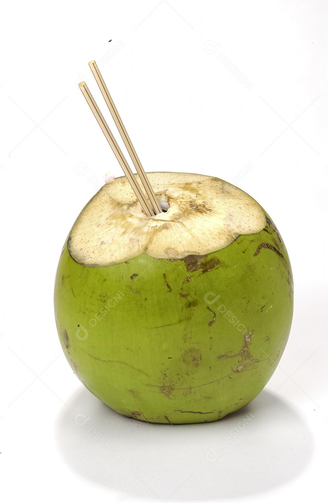 Cocô Verde Com Dois Canudos Imagem JPG