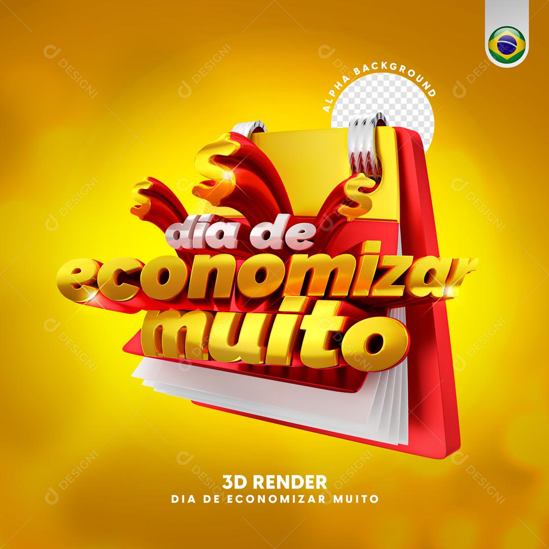 Selo 3D Para Composição Dia De Economizar Muito PSD Editável