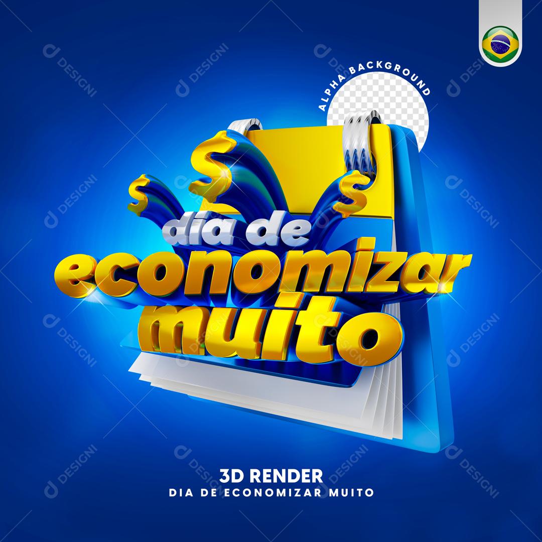 Selo 3D Para Composição Dia De Economizar Muito PSD Editável