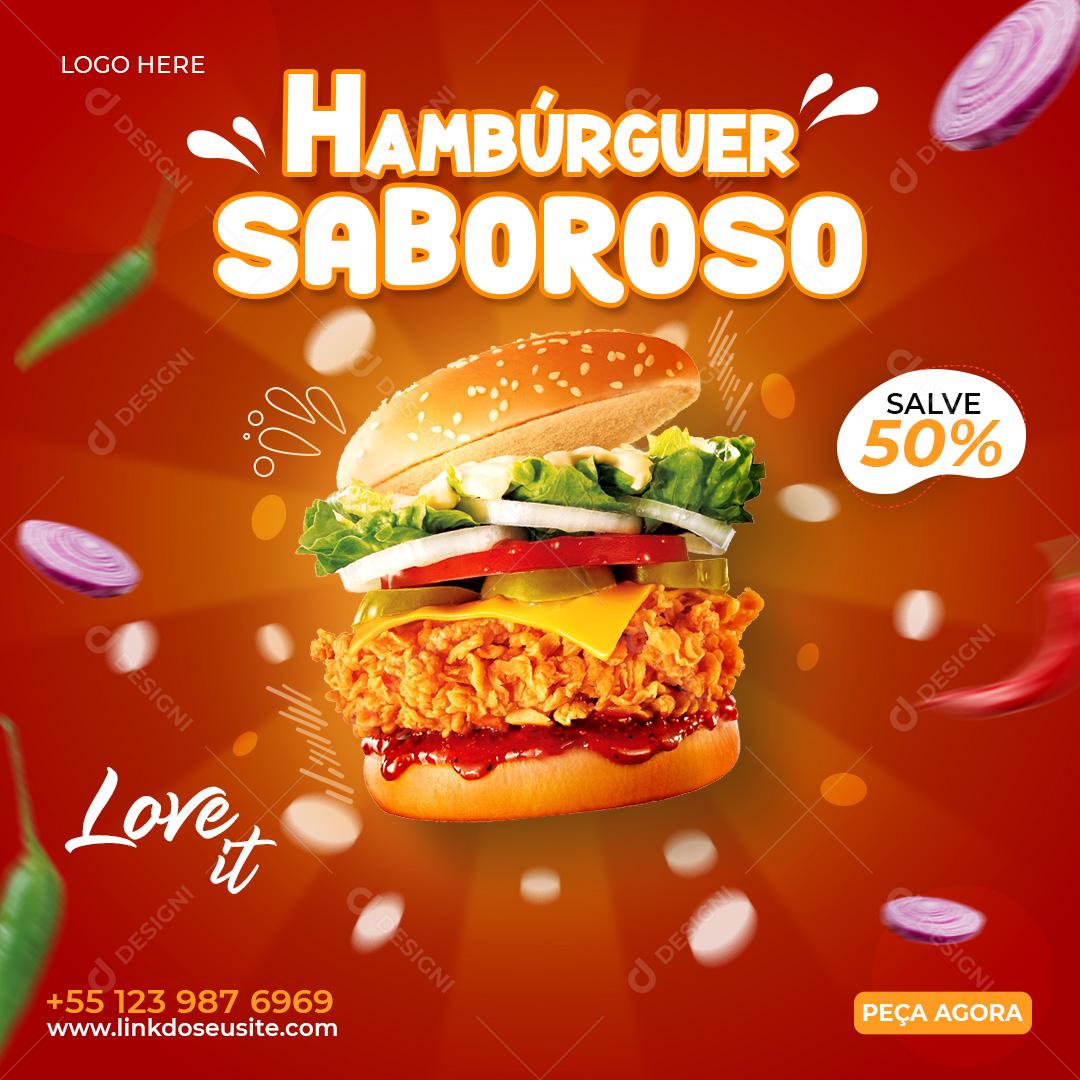 Social Media Hamburgueria Burguer Saboroso PSD Editável
